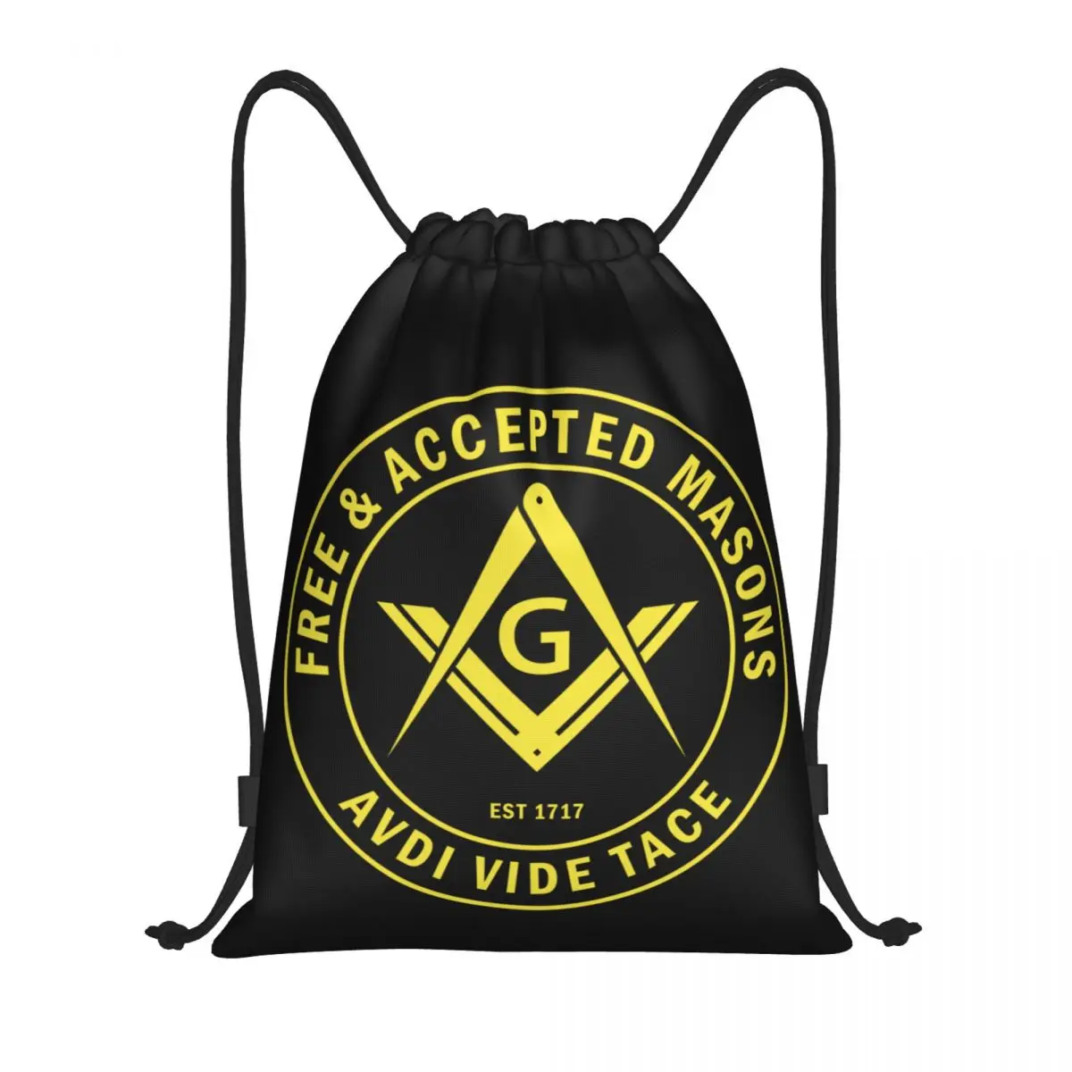 Custom Free Accepted Masons Masonic Freemason Drawstring Bags for Shopping Yoga Backpacks Men Women Sports Gym Sackpack