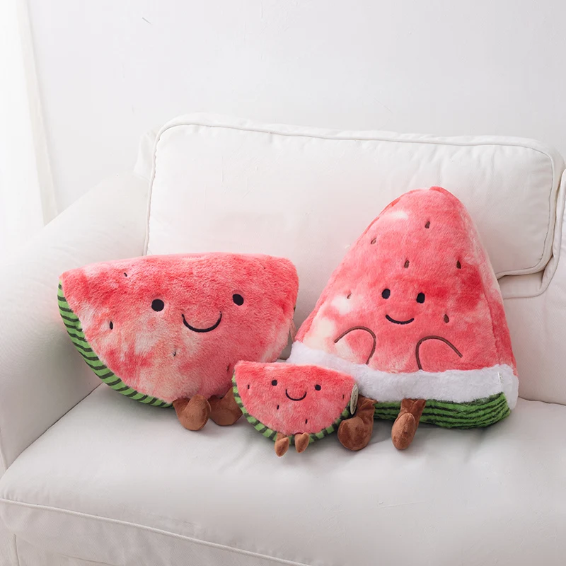 1개 23/45cm 사랑스러운 수박 플러시 장난감 반원형 수박 베개 부드러운 과일 장난감 귀여운 슬라이스 수박 장식 선물