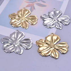 4pcs Mix Fashion Plant Charm Stainless Steel Flower Pendants For Jewelry Making Earrings Bracelets Girl DIY Accessories Breloque