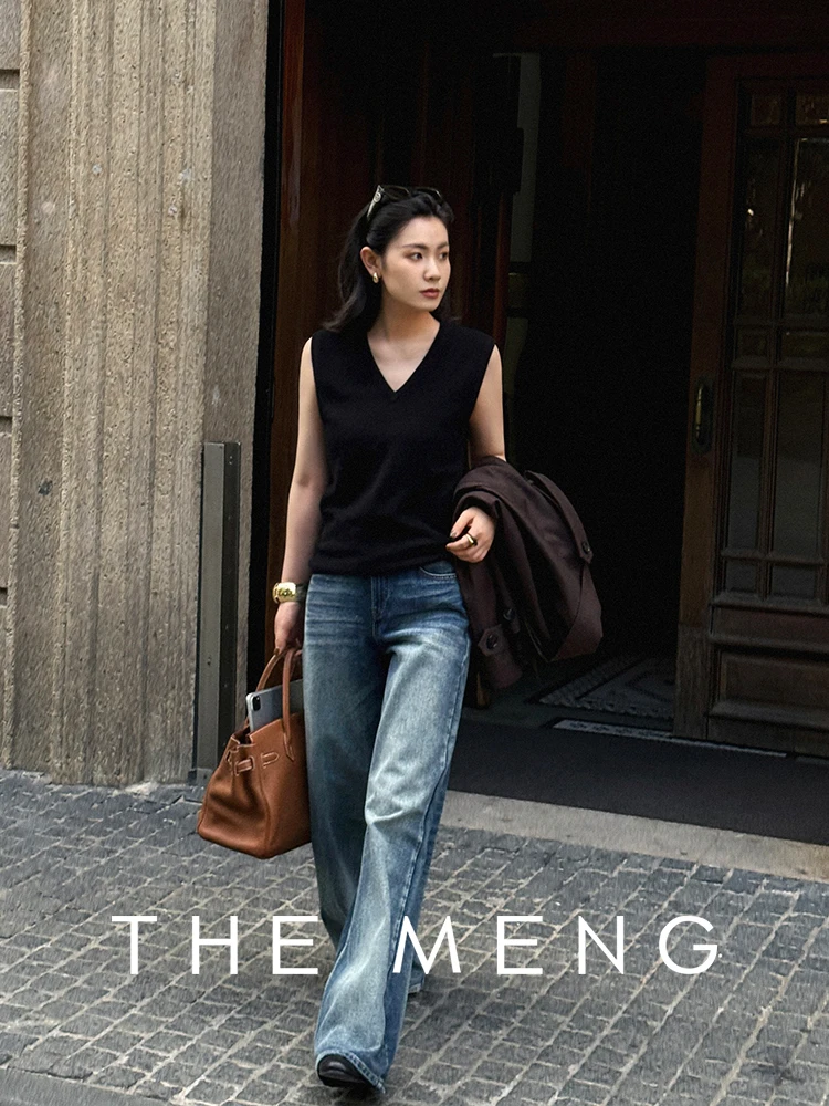 

Женский вязаный бархатный жилет Meng Initial: премиум-качество, осенняя модная верхняя одежда