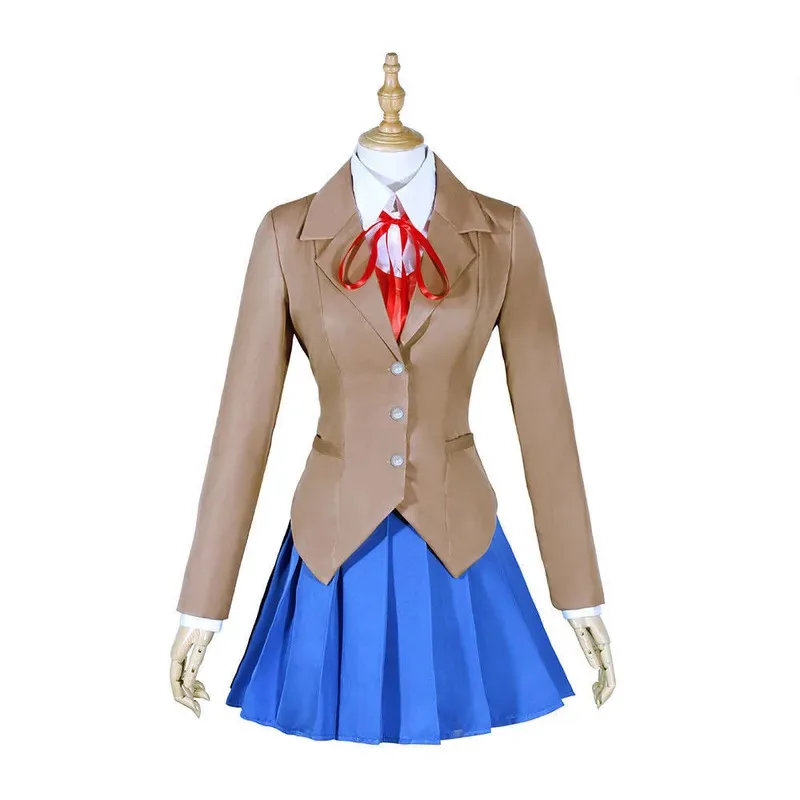 

Vivi 2025 игра Doki литературный клуб Monika Sayori Юрий Нацуки косплей костюм школьная форма девушка женское синее платье
