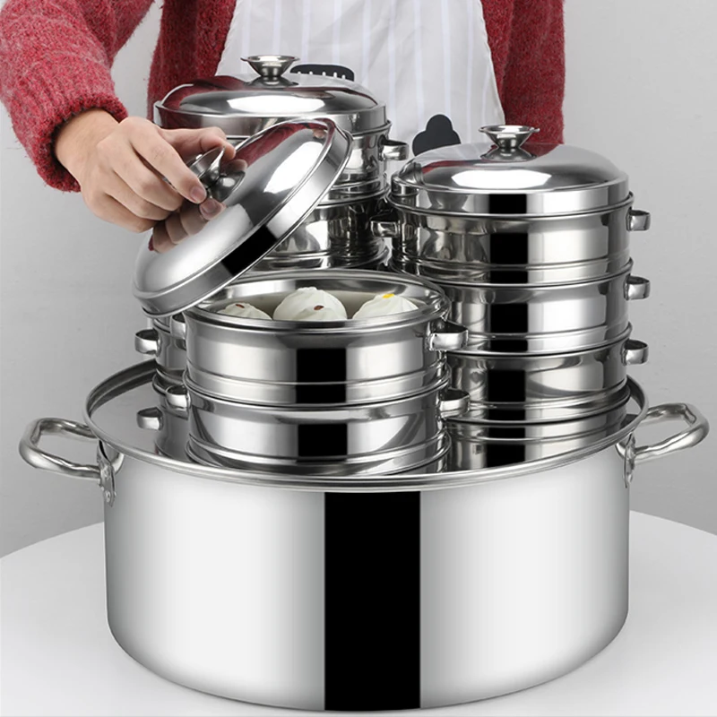 Xiaolongbao Steamer Commercia Household Stainless Steel Steamer Super Large
