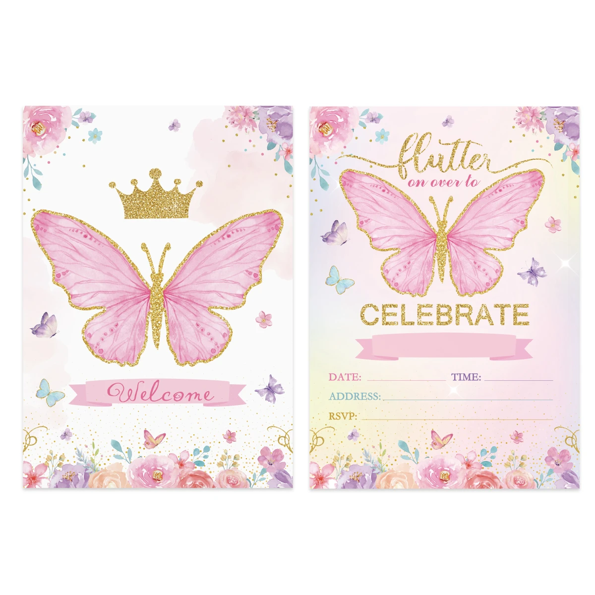 12 pezzi viola farfalla invito carta buon compleanno decorazioni per feste bambini matrimonio festa di compleanno bomboniere forniture Baby Shower