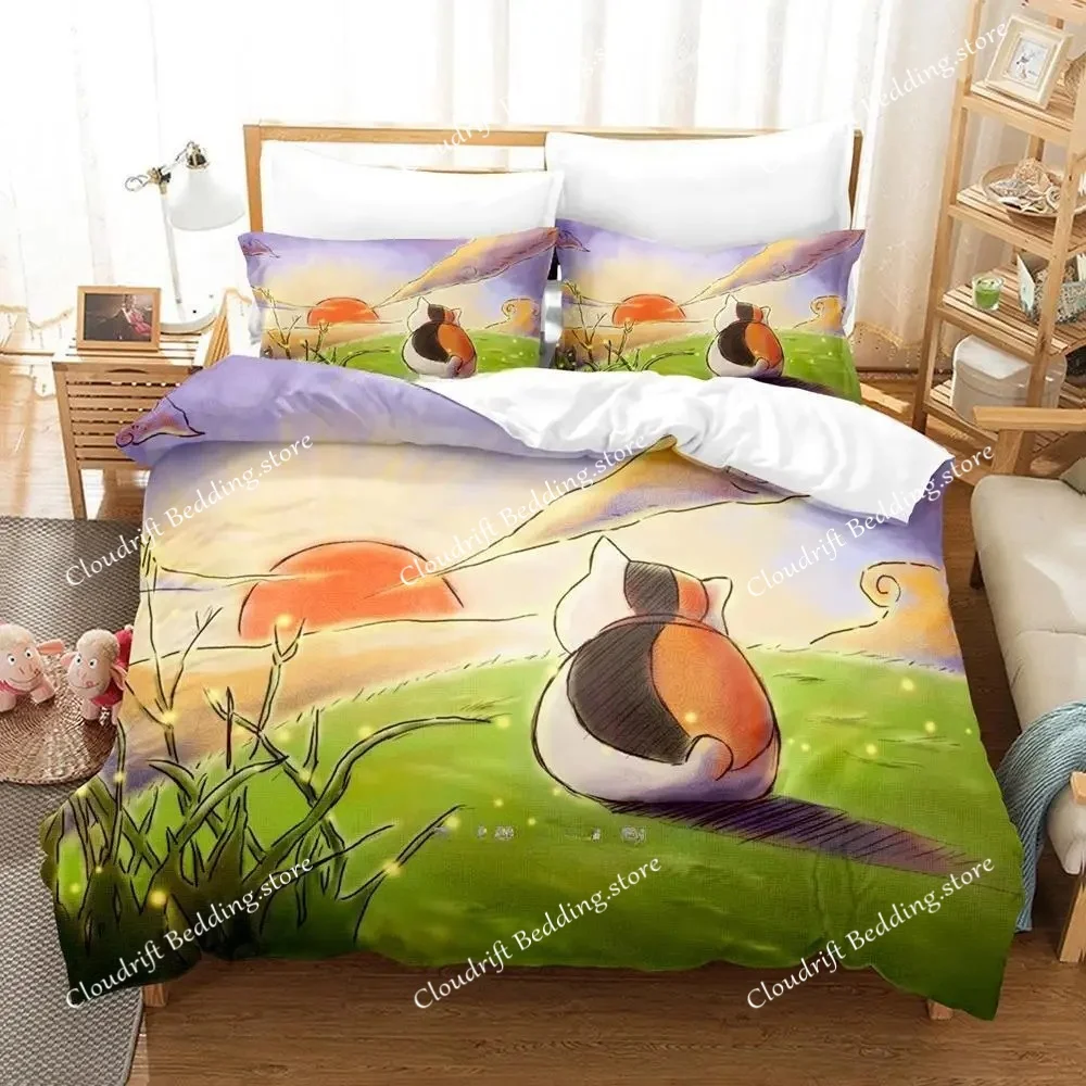 

Новый комплект постельного белья «Книга друзей Нацумэ» (аниме), 3D-дизайн, полиэстер, наволочки, пододеяльник, декор для дома, подарок, размеры Twin, King, Queen