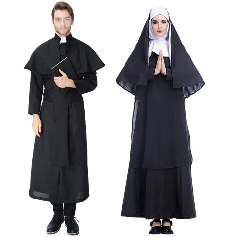 

loween Nun Costume Priest Roleplay Masquerade Par Outfit Music Voice Dance Drama Cosplay Women's Ethnic Stage Costume