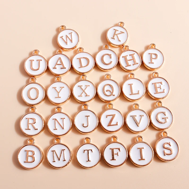 10pcs Cute Mini White Alphabet 26 Letters Charms Pendants for DIY Name Jewelry Necklace Bracelet Earrings Happy Birthday Gifts