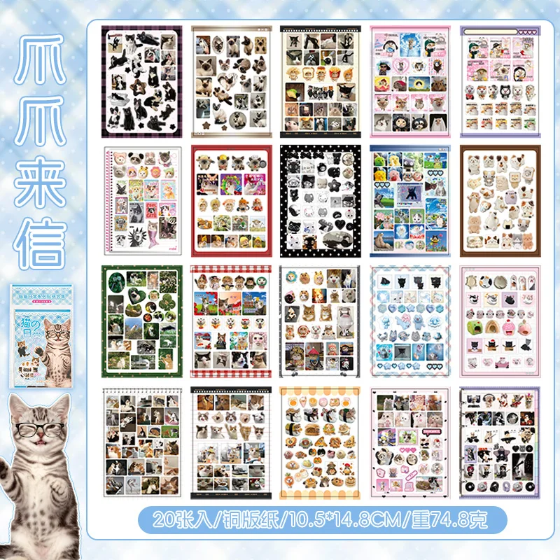 600+ Stück Cartoon-Katzen-Aufkleber-Bücher, Ästhetische Katzen-Sticker für Journaling, Scrapbooking, DIY-Basteln, Handyhüllen, Wasserflaschen
