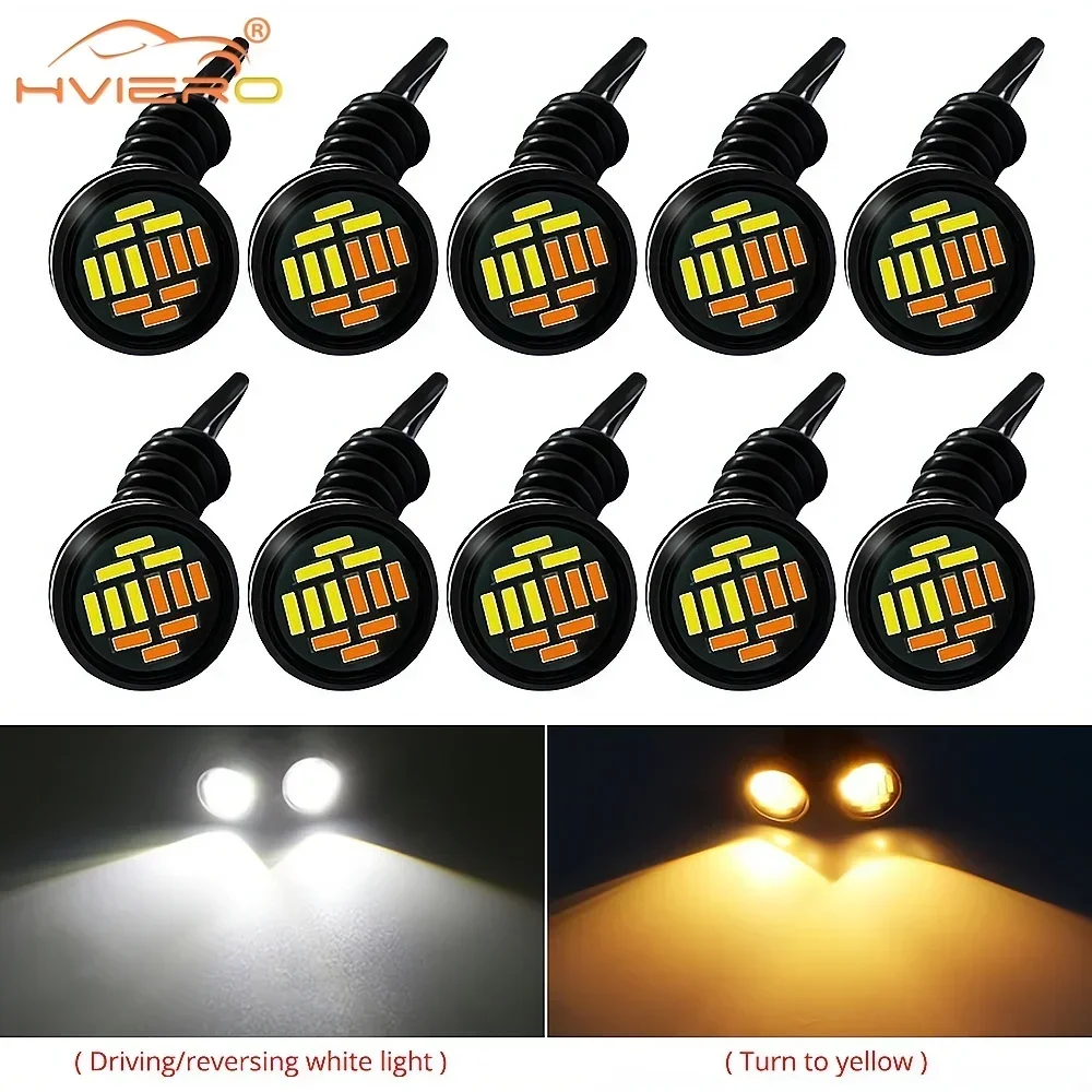 

Дневные ходовые огни 4014 12SMD, теплый белый сигнал поворота, фонари заднего хода для автомобиля, Лампы Белого Орла, глаз, автомобилей, мотоциклов, светодиодное освещение