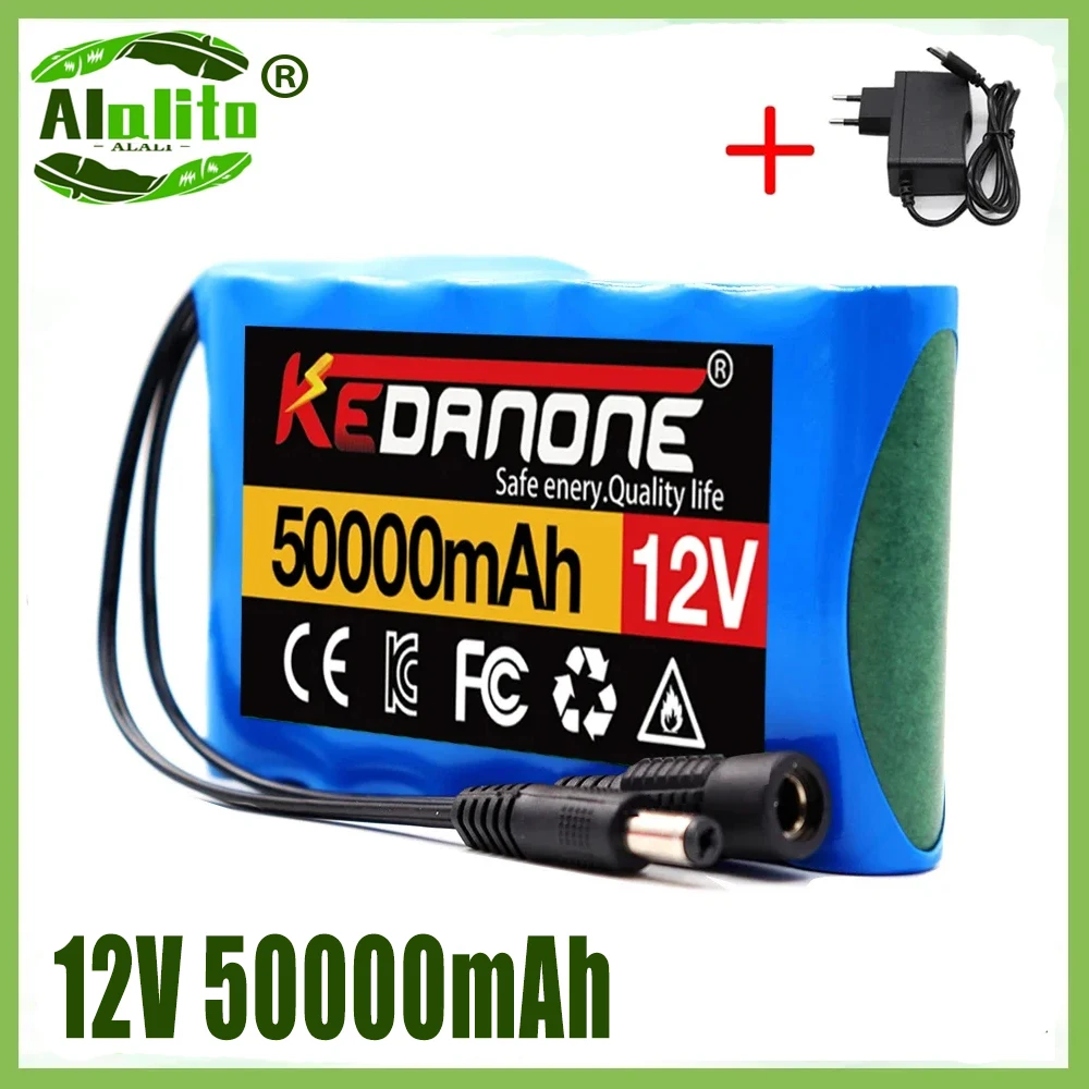 Paquete de batería de litio de 12V, 18650 mAh, 50000, 18650, 12,6 V, PCB, Placa de protección, cargador de 12,6 V y 1A