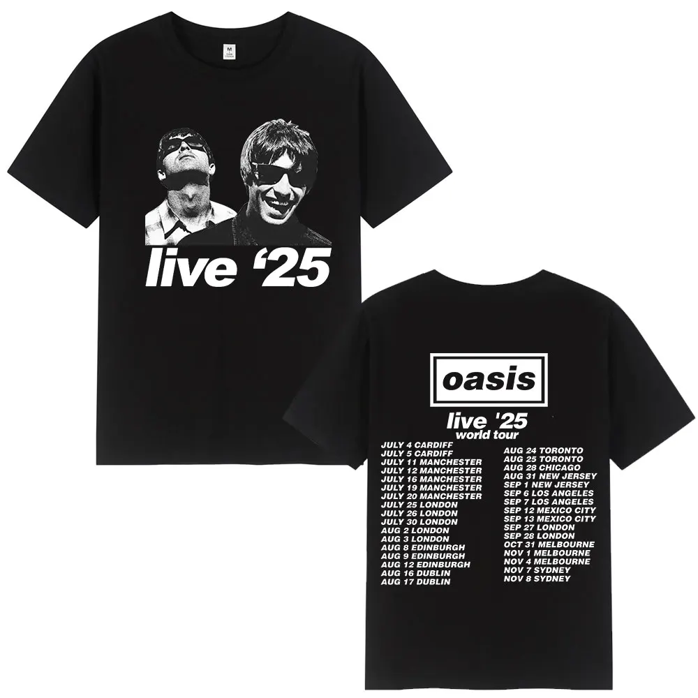 

British Rock Band O-Oasis Live 25 Tour T-Shirts Mens Women Casual O-Neck Short Sleeve T Shirts Fans Gift Fashion Vintage T-shirt
