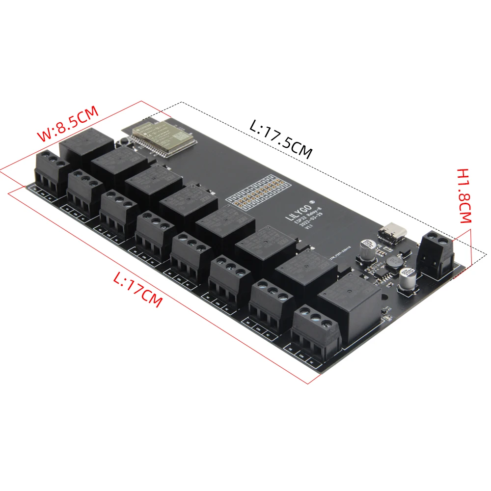 

T-Relay 5V 8-Channel Relay Module for Arduino ESP32 Wireless Development Board with WIFI Bluetooth and Optocoupler Isolation