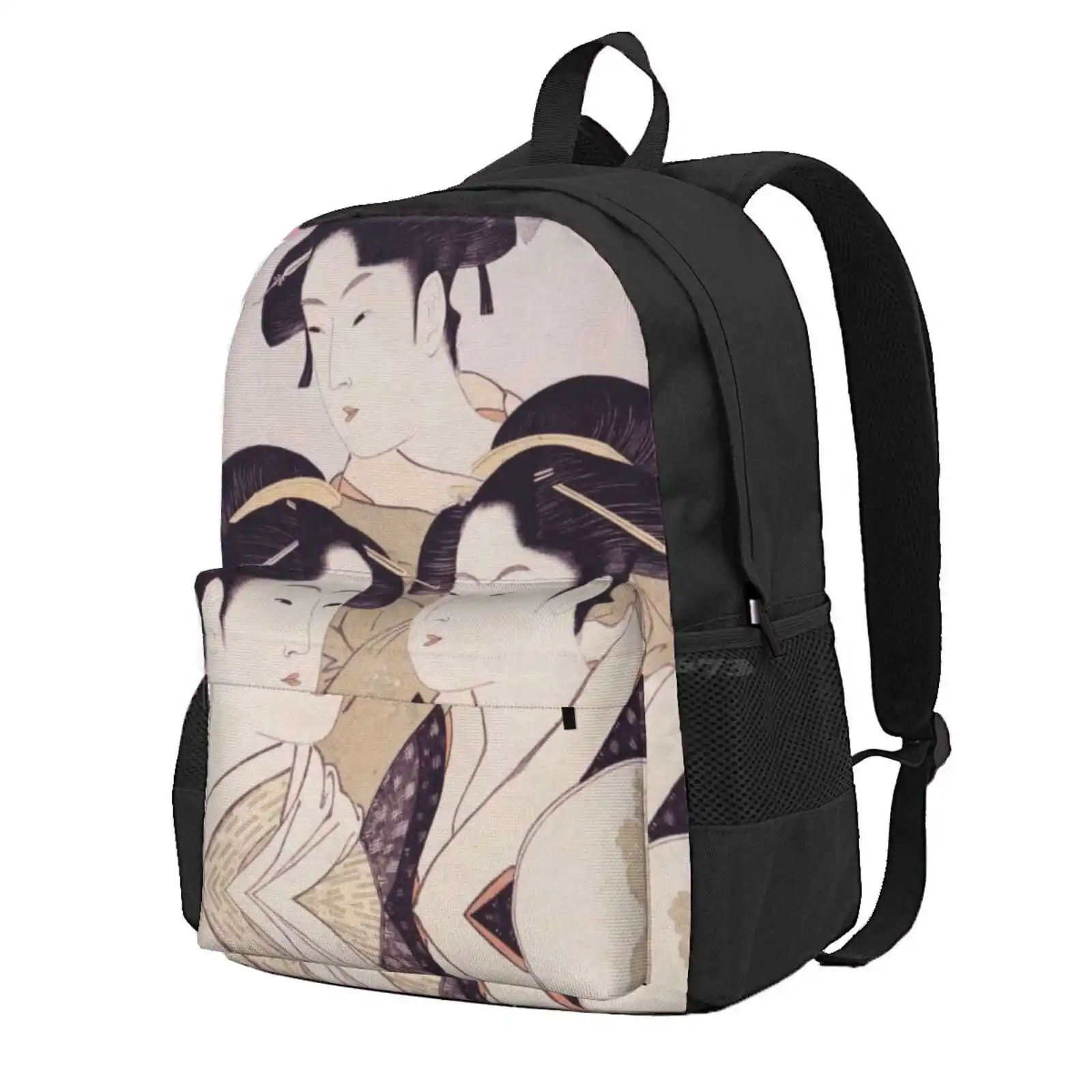 Geisha: Three Beauties Of The Present Day Hot Sale Schoolbag Backpack Fashion Bags Geisha Japanese Art Geisha Japanese Painting