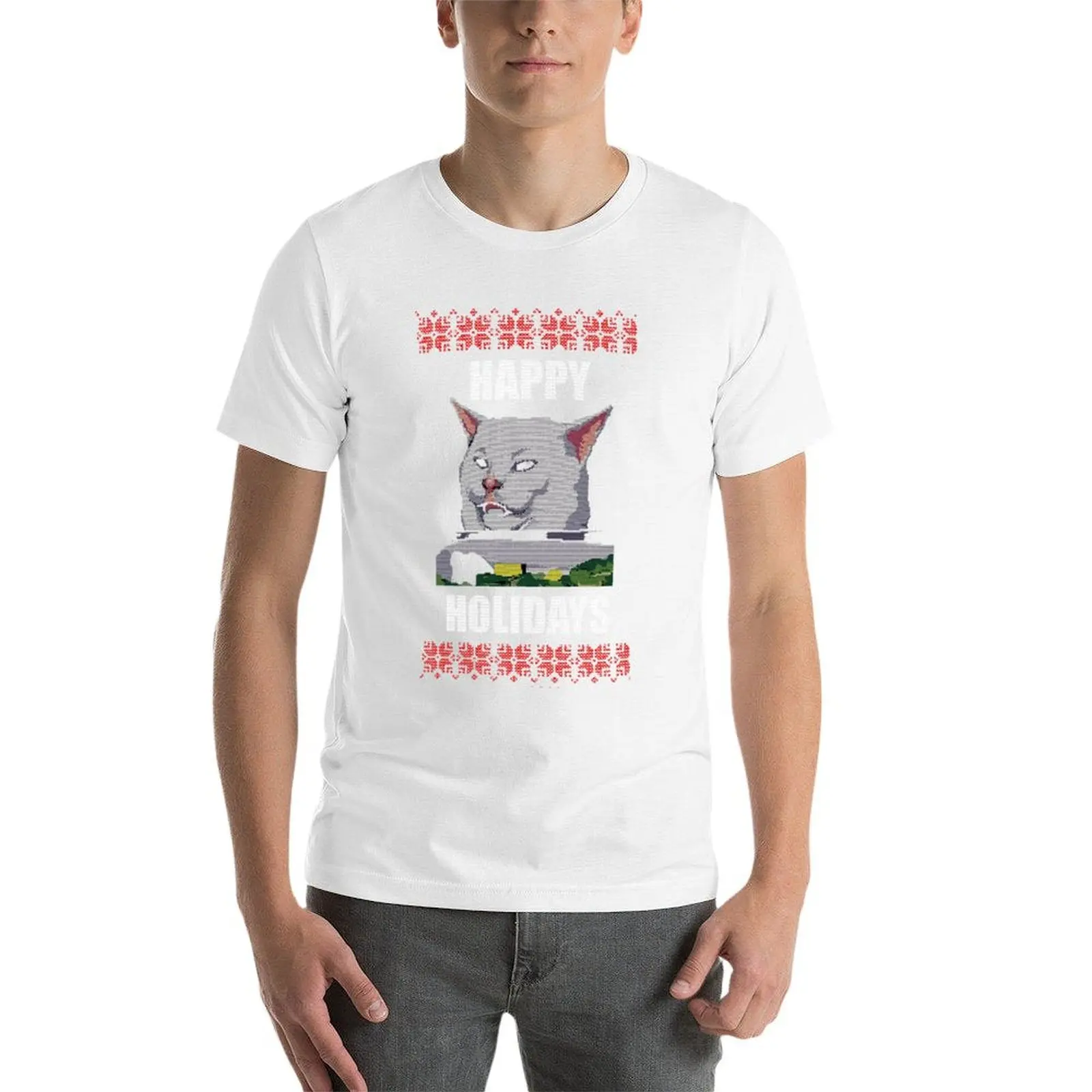 Yelling At Cat Meme - Happy Holidays T-Shirt man graphic t shirt man t shirts for men casual T-Shirt