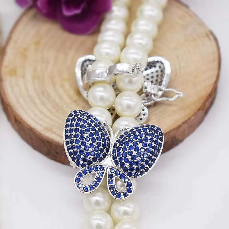 2 pcs Cubic Zircon Micro pave butterfly fixed interlayer clasp clip double connector DIY Jewelry Findings