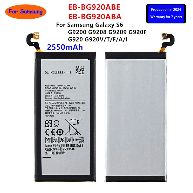 Brand New EB-BG920ABE EB-BG920ABA 2550mAh Battery For Samsung Galaxy S6 G9200 G9208 G9209 G920F G920 G920V/T/F/A/I