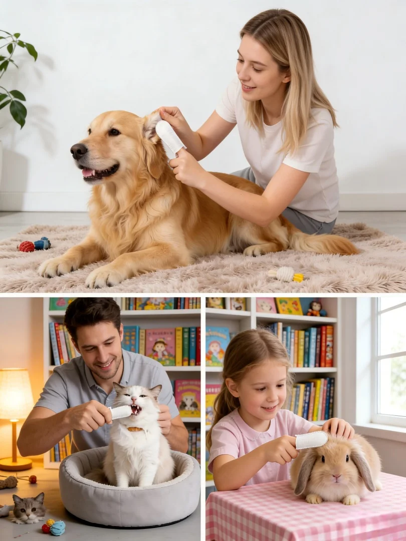 99 Stück Einweg-Fingerwischtücher für Hunde und Katzen, Zahnreinigung, Zahnsteinentfernung, Ohrenpflege & Frischer Atem Tierpflegetücher – Detail 1