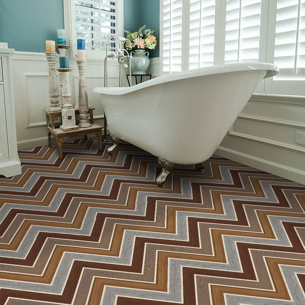 

5 Pcs Self Adhesive PVC Floor Stickers for Kitchen Bathroom Waterproof Decorative Tiles Easy Clean Removable DIY Decals Smooth
