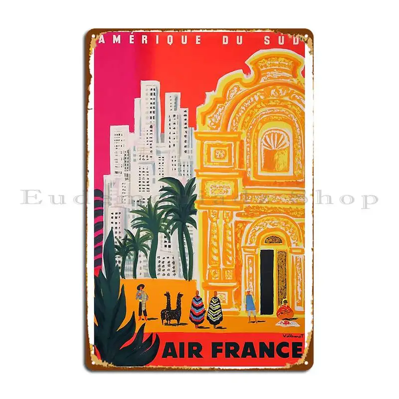 1958 Air France Am%C3%A9rique Du Sud Travel Poster Metal Plaque Custom Pub Bar Classic Wall Decor Tin Sign Poster