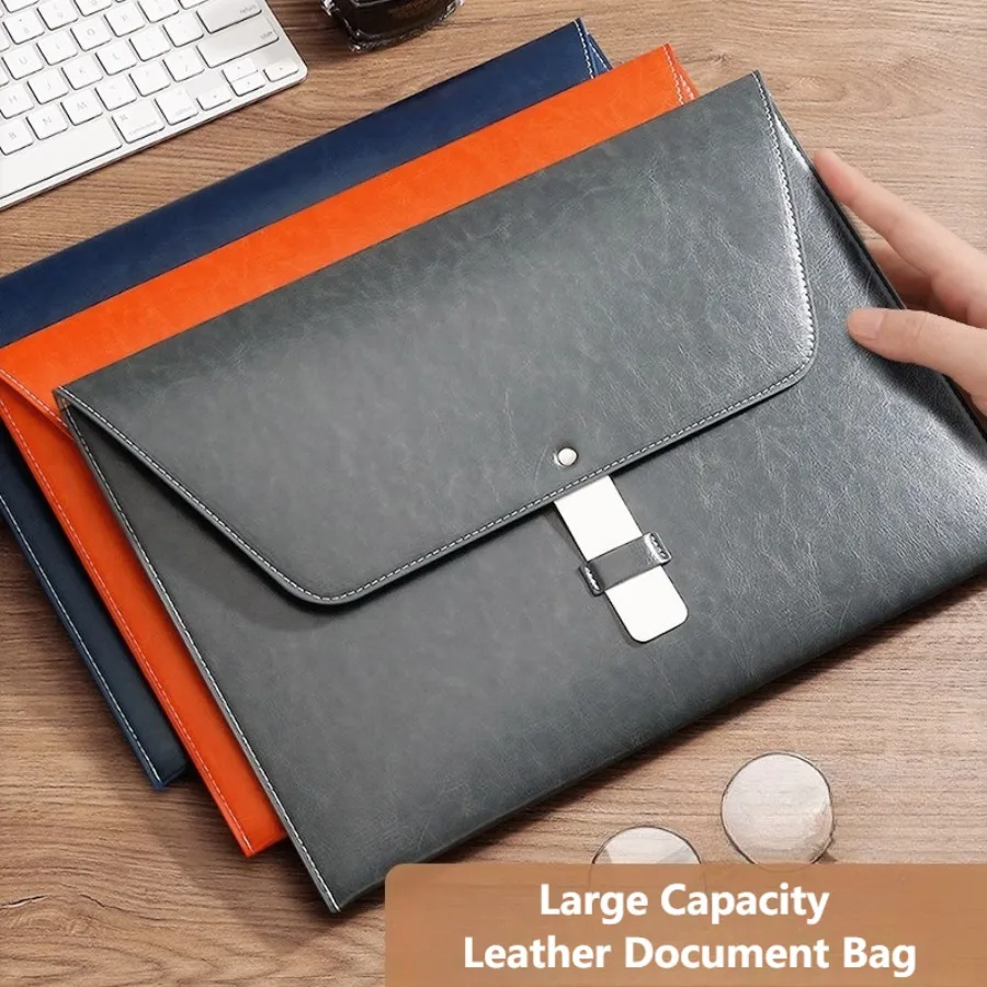 

Кожаная сумка для документов Портфель А4 Папка для хранения большой емкости с индивидуальной печатью и герметичным корпусом для расширенной емкости