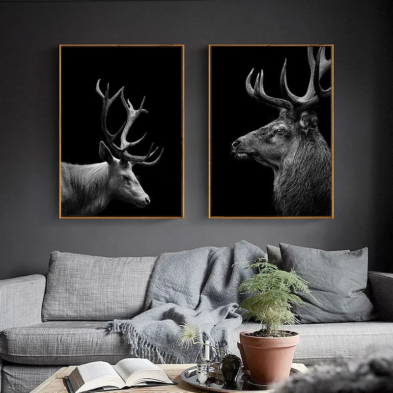 Black And White Animal Poster Home Decoration Lion Elephant Canvas Painting Realism Picture Modern Printed Living Room