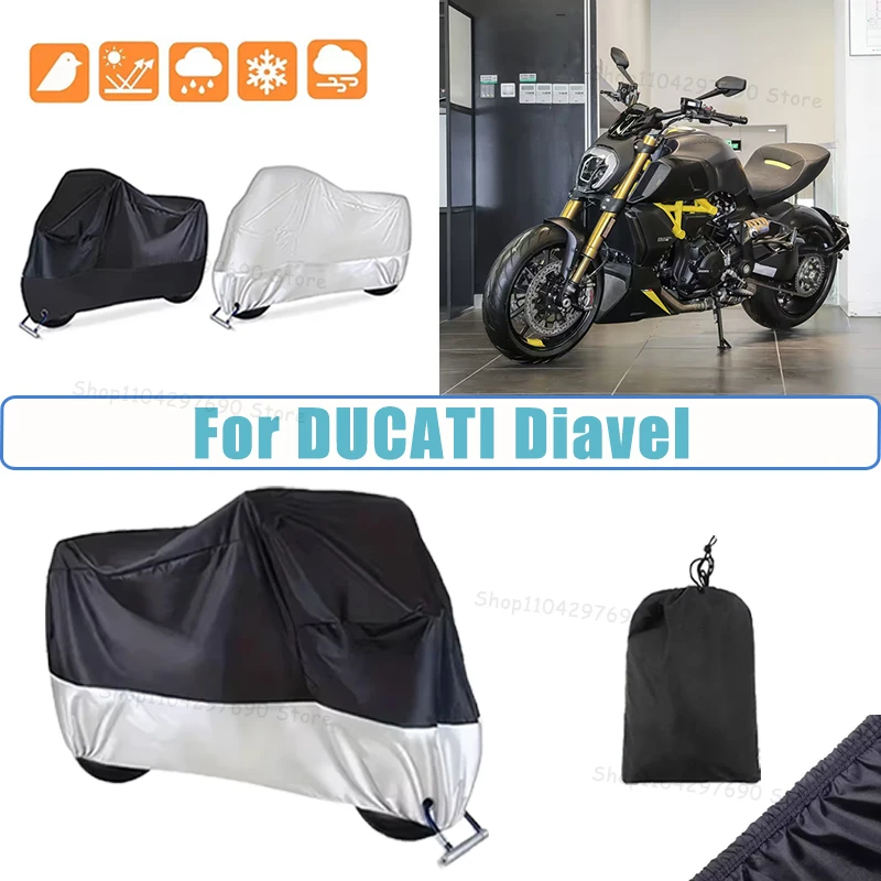 210D Oxford Motorcycle Cover Waterproof All Season UV Protection For DUCATI Diavel Anti-Tear Windproof Motorbike Cover