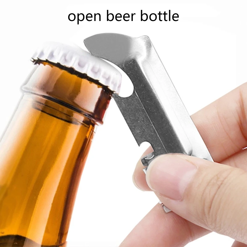 Abridor de latas manual dobrável, aço inoxidável polido, fácil, abridor de garrafas, forte praticidade, ferramentas de bar para bebidas, vinho