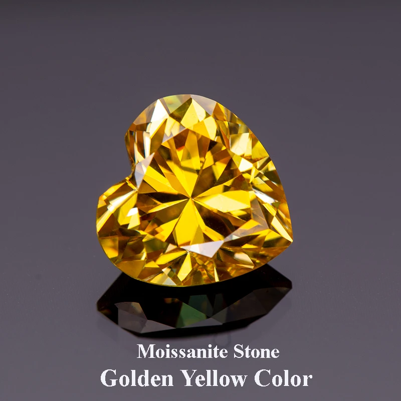 

Moissanite Loose Stone Golden Yellow Color Heart Cut Lab Grown Diamond Advanced Jewelry Making Materials With GRA Certificate