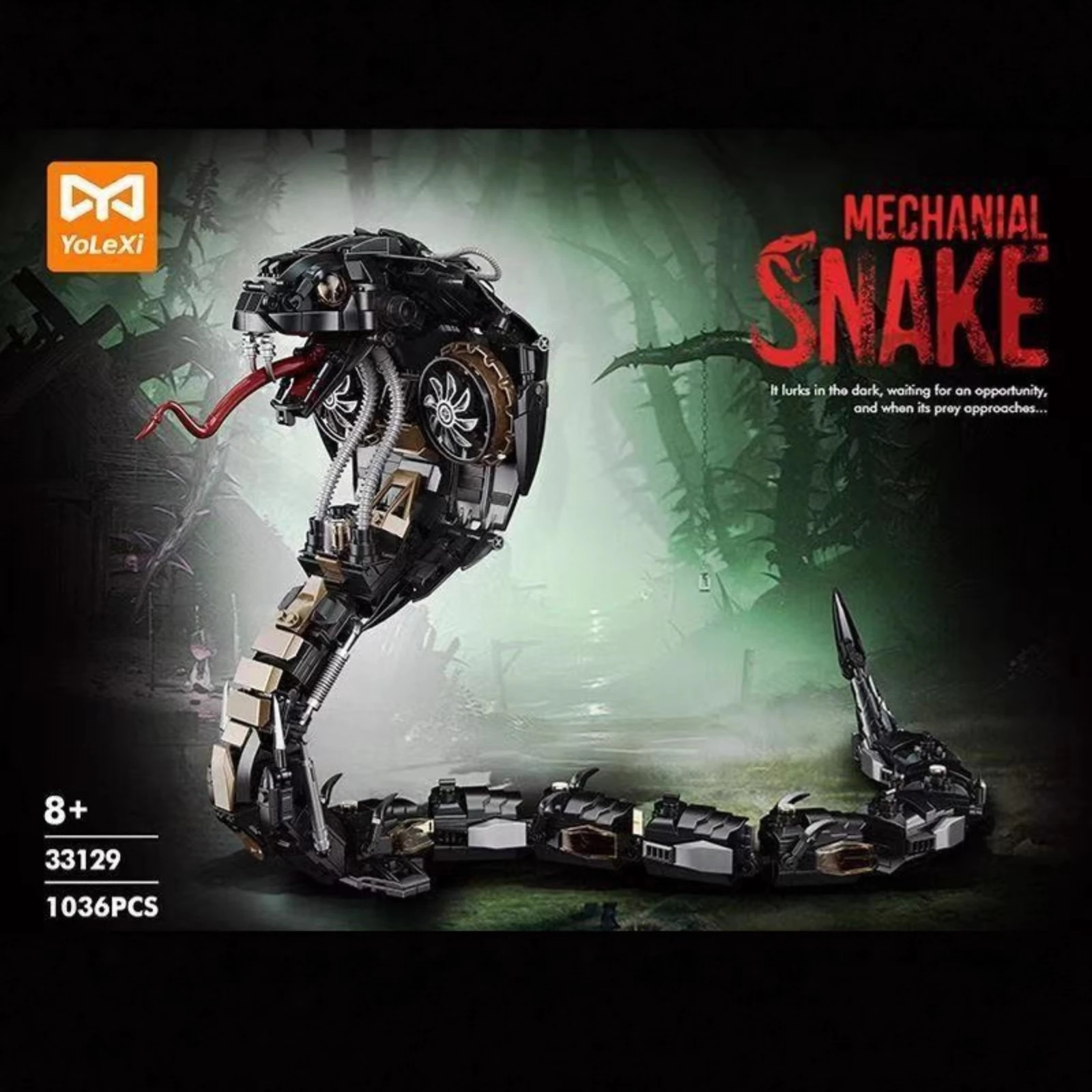 MOC الميكانيكية الملك كوبرا بنة ثعبان نموذج ألعاب حيوانات صوتها تمثال مفصلي هدية عيد ميلاد عطلة