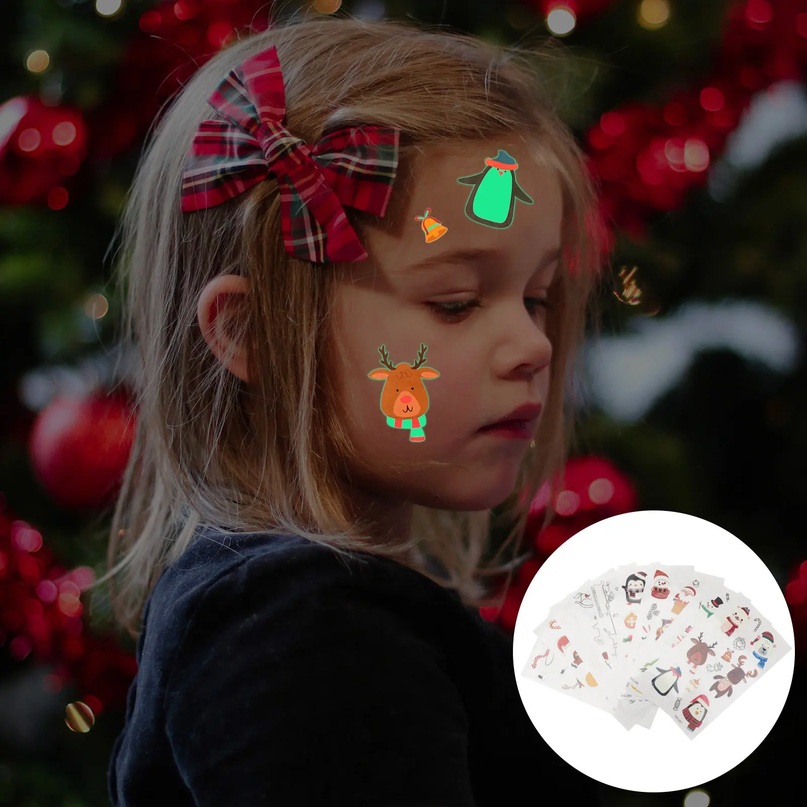 

10 Sheets Night Glow Tattoo Stickers Waterproof Christmas Luminous Fake Tattoos Temporary Decals Paper Glow Art
