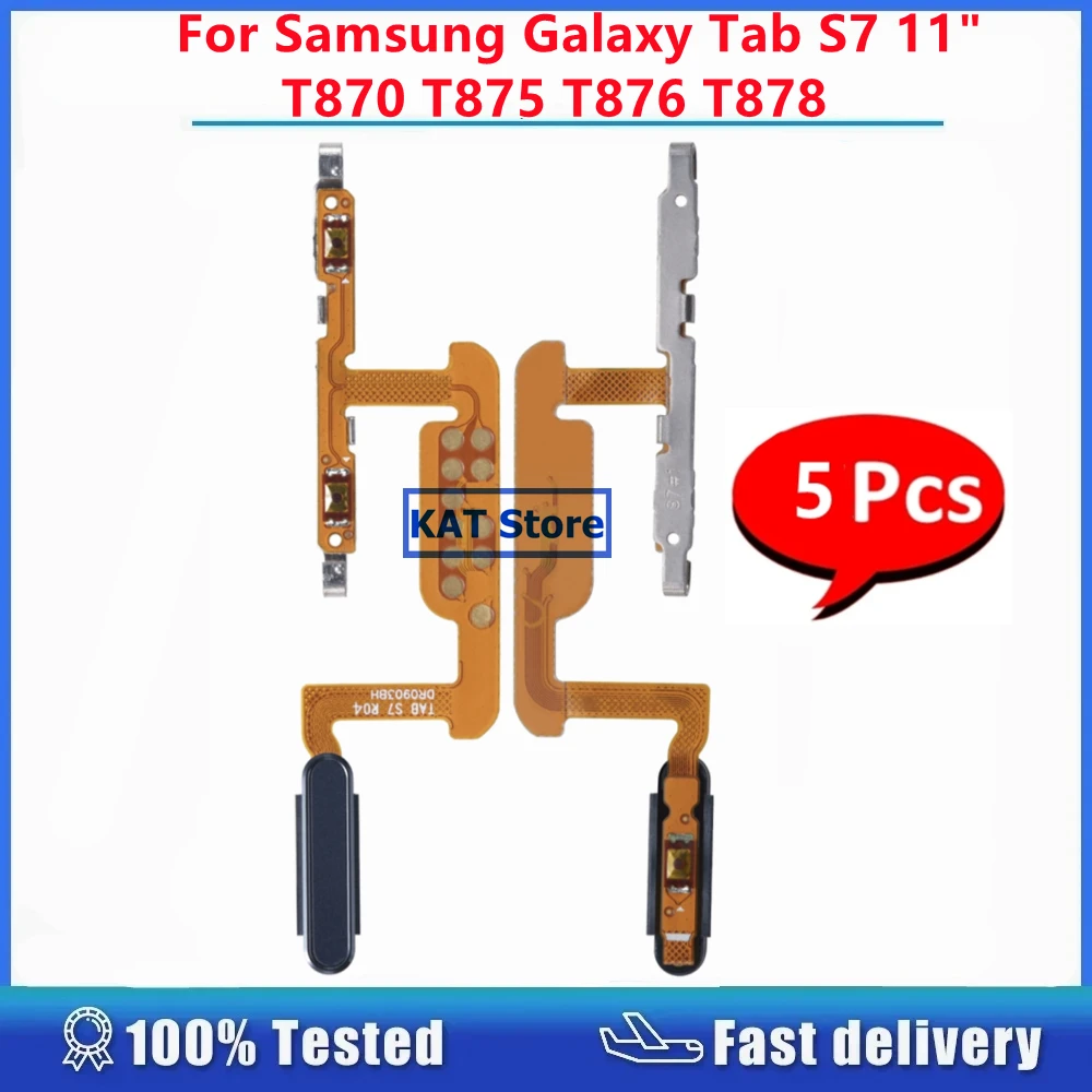 

5PCS For Samsung Galaxy Tab S7 11" T870 T875 T876 Power On Off Fingerprint Finger Print Sensor Scanner Flex Cable Replacement