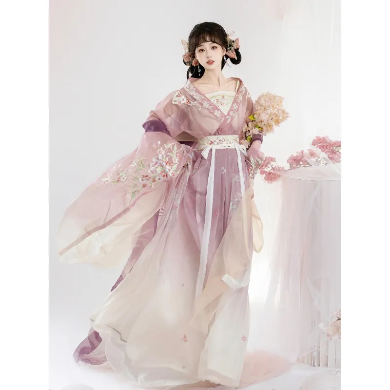 

New Wei Jin Style Hanfu Women Northern and Southern Dynasties Wide Sleeve Fairy Daily Spring Summer Set