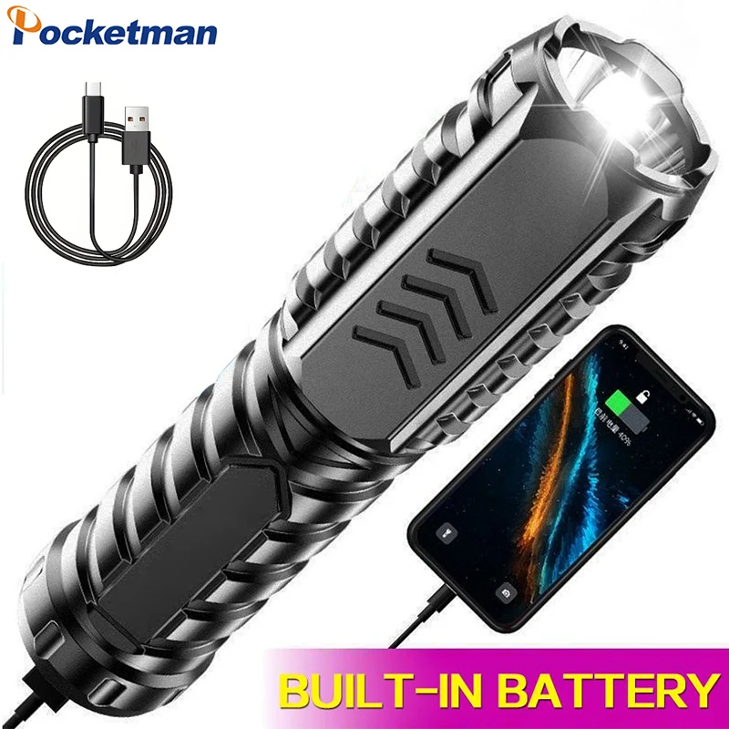 Super Bright LED Flashlight Rechargeable 3 Modes Handheld Flashlight for Camping Hiking Emergency Outdoor & Daily Use