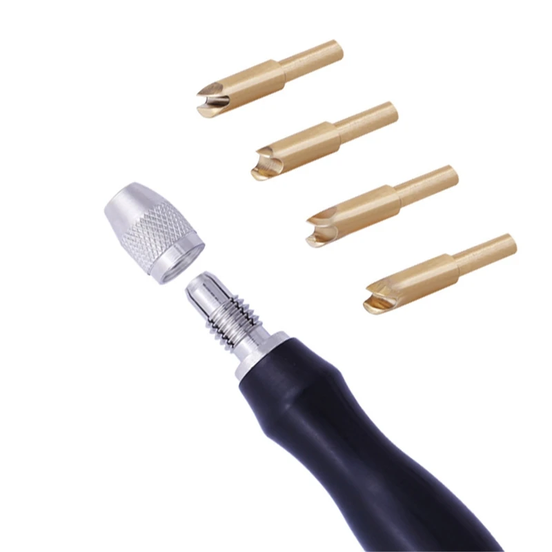 Juego de hendiduras para bordes de cuero, herramienta de bricolaje con 4 cabezales de latón reemplazables, 1,5-2, 2-3mm