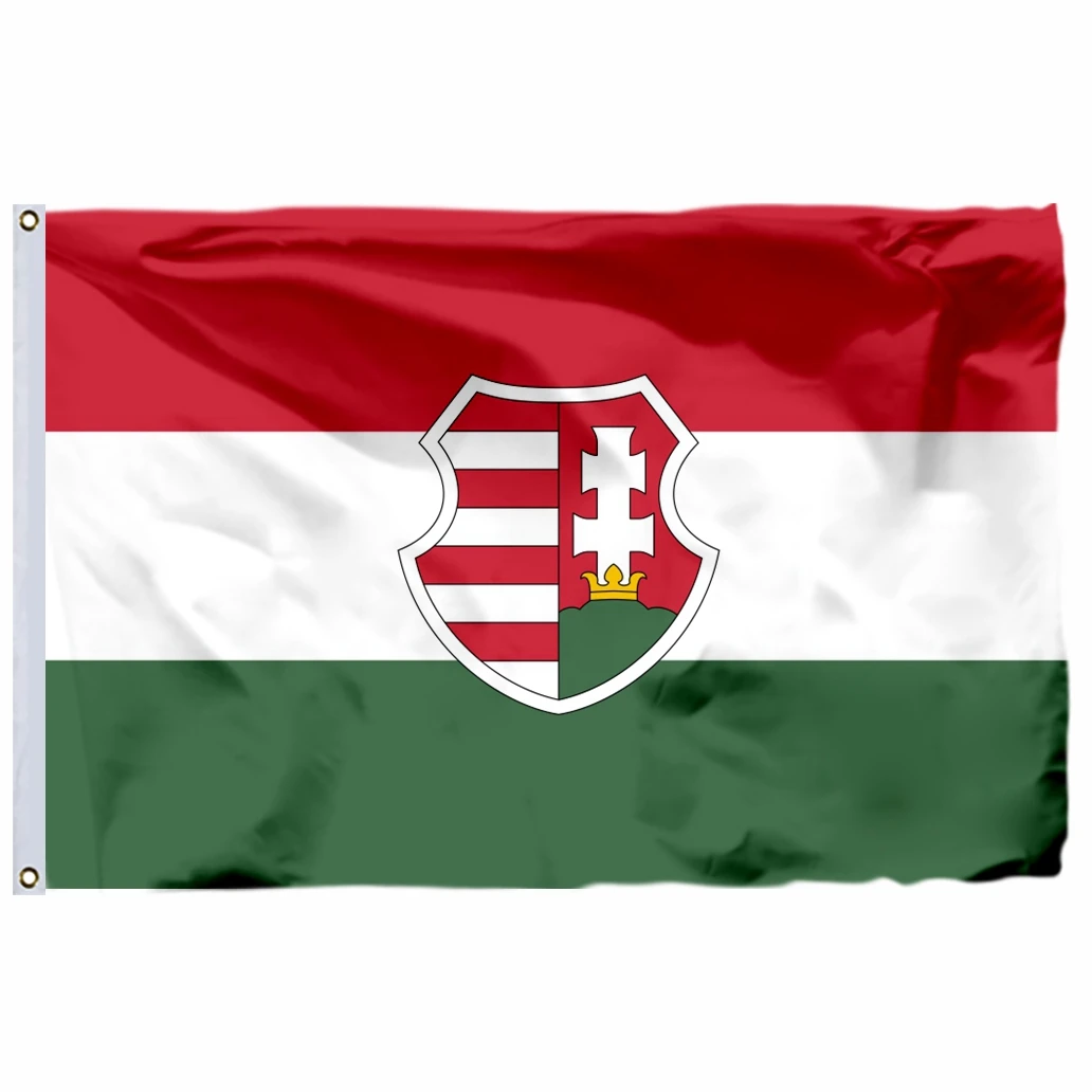 Hungary History 1848-1921 Flag Hungarian Magyarország Crest Coat of Arms Flag Brass Buttonhole for Indoor and Outdoor Decoration