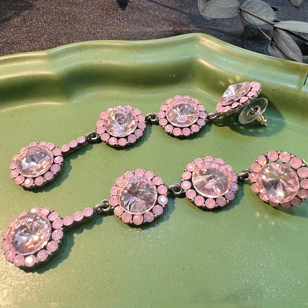 

DIY accessories Paris catwalk model, court style, baroque retro, colorful flowers, gemstones, sparkling diamonds, long fringed e