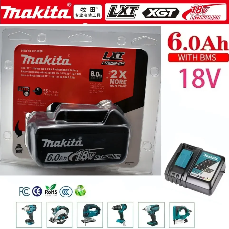 

100% Original Makita Power Tool Rechargeable Battery 6.0Ah 18V Replaceable LED Lithium-ion BL1860B BL1860 BL1850 BL1840 BL1830