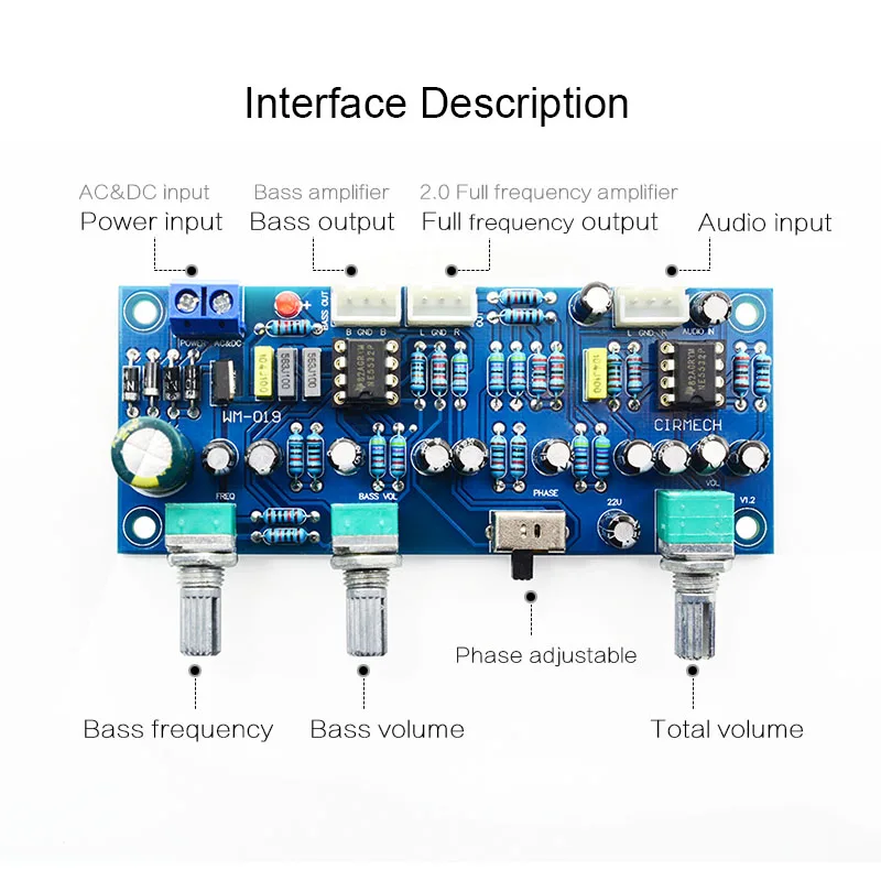 2.1 Channel Subwoofer Preamp Board Amplifier Board Low Pass Filter Bass Preamplifier(Finished Product)