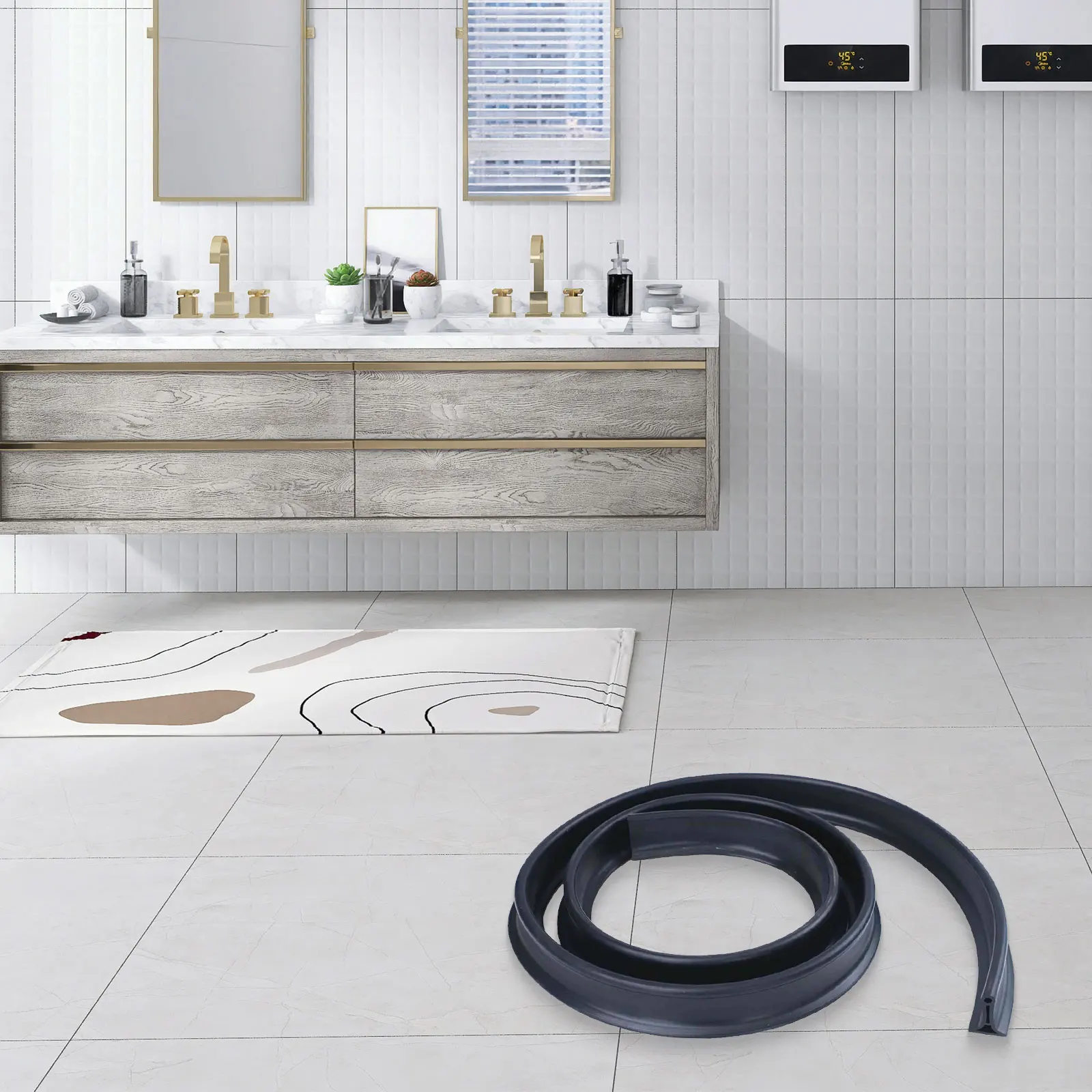 Home Bathroom Gray Water Splash Barrier Easy Clean Shower Water Barrier Flexible Shower Seal Soft Rubber Material