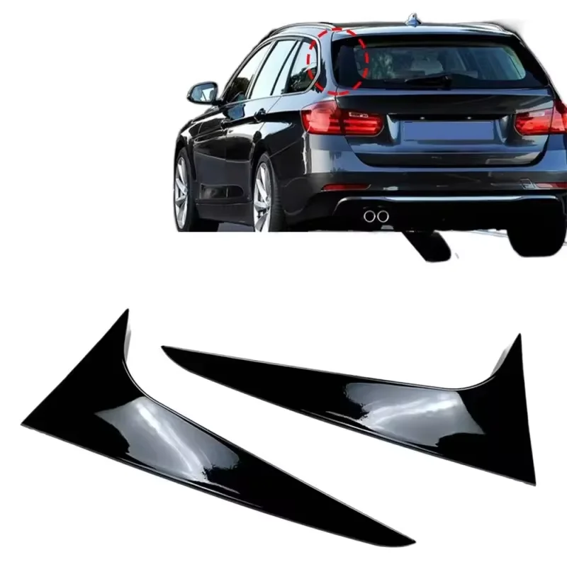 1Pair Car Rear Window Side Spoiler Wing Mirror Tail Glossy Black For BMW 3 Series F31 Touring Wagon 2012-2018