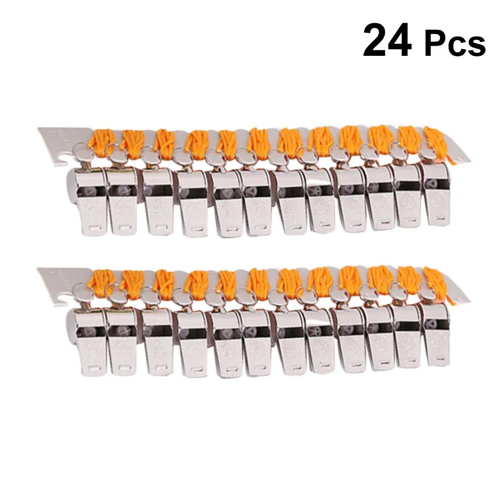 

24Pcs Referee Whistles Metal Party Noise Makers Cheering Props Birthday Wedding Halloween Event Party Whistles