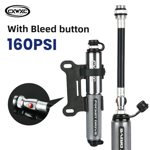 CXWXC Mini bomba de bicicleta Max 160Psi válvula Schrader Presta portátil inflador aleación de aluminio ciclismo manguera oculta neumático bomba de aire manual