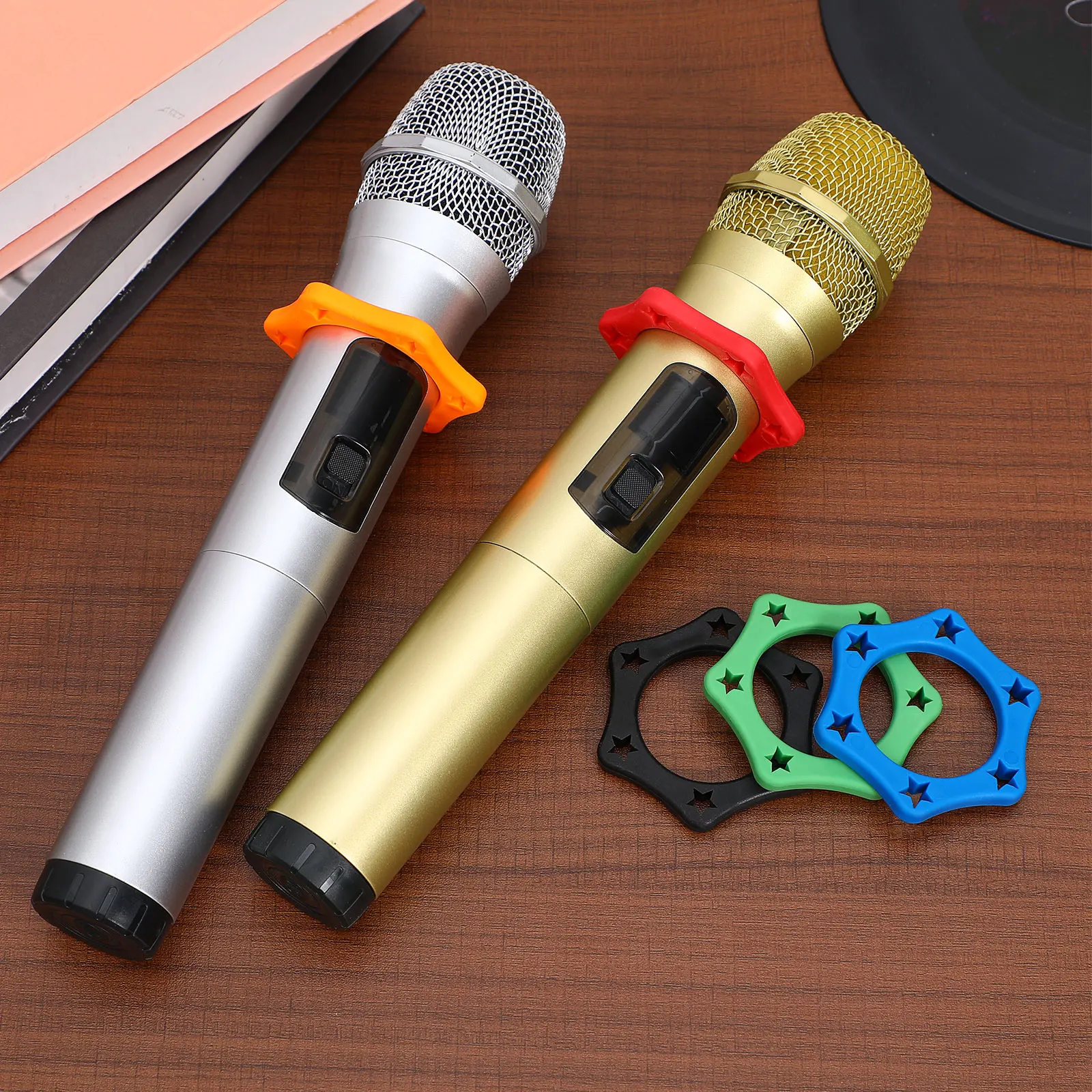

5pcs Anti-Slip Microphone Rubber Ring Shockproof Protector Mount For Ktv Stage Conference 35Mm Diameter Orange Red Green
