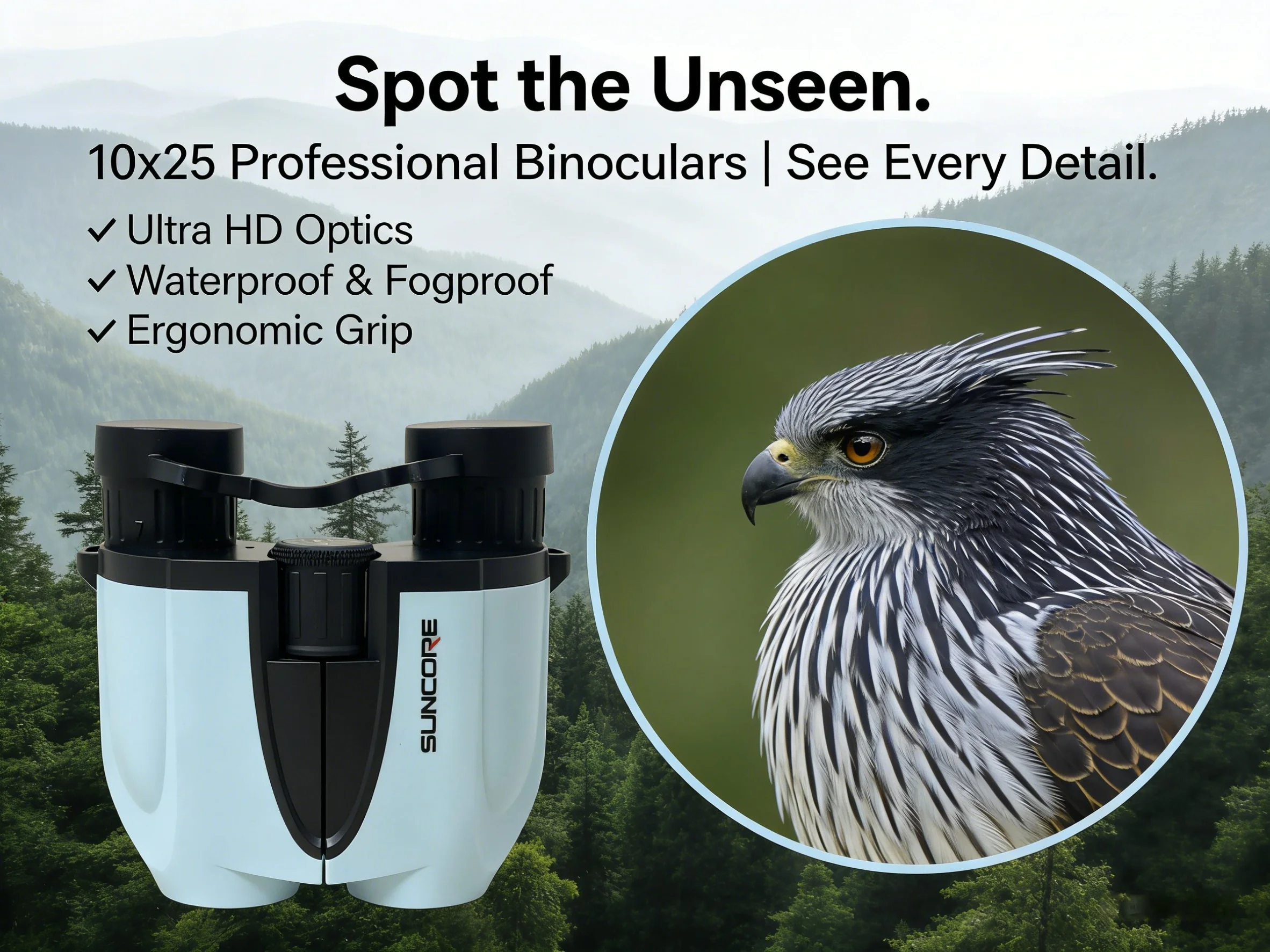 

Бинокль 10x25 XZ, подходит для наблюдения за птицами, активного отдыха, путешествий и осмотра достопримечательностей.