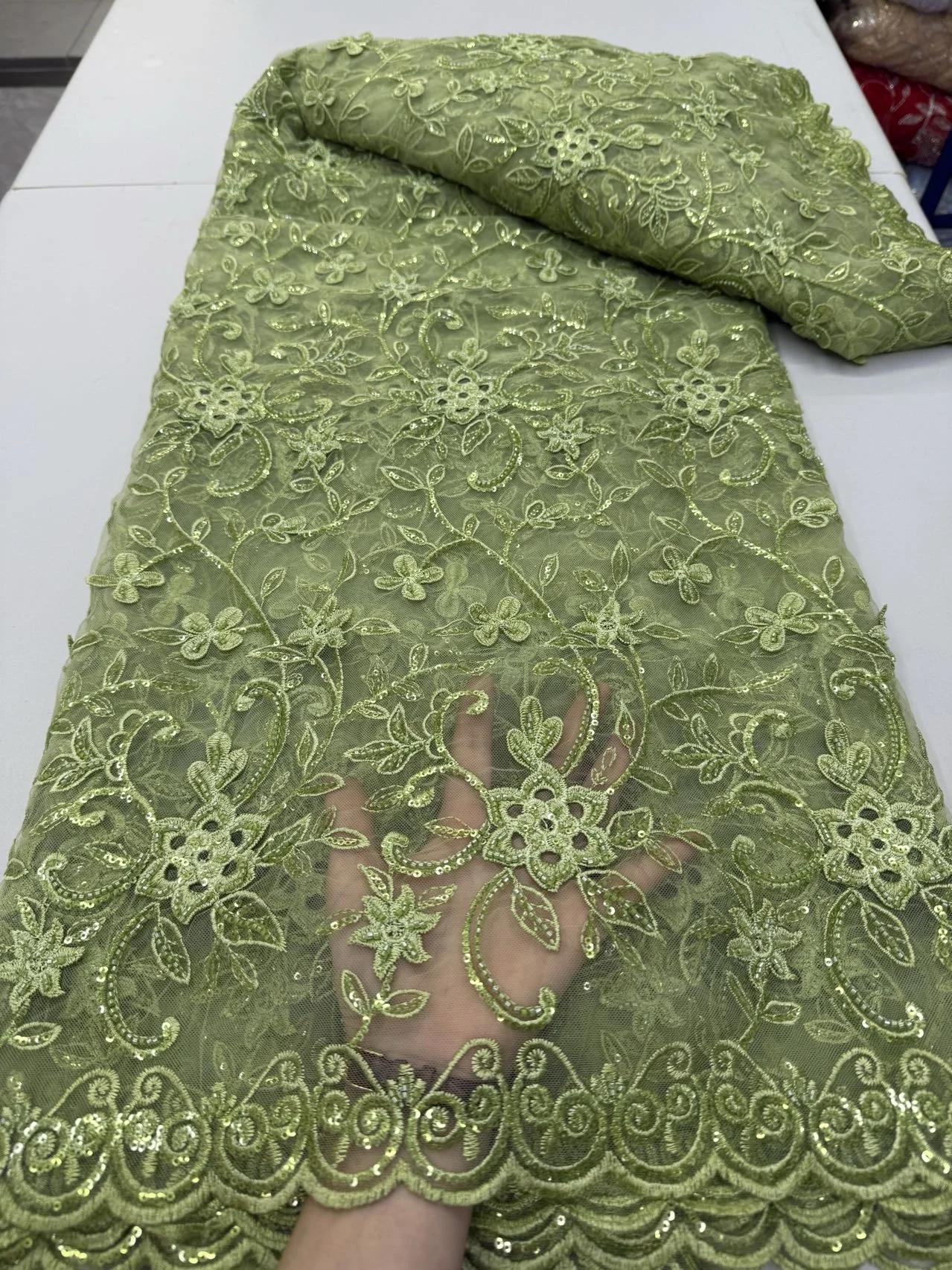 

2025 новейшая африканская нигерийская тюль-кружевная ткань, гипюровая вышивка и блестки, высокое качество для шитья платьев, 5 ярдов, JY468