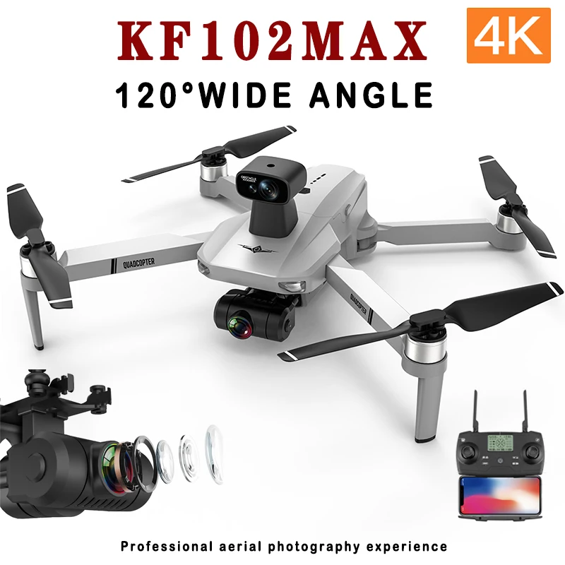 Квадрокоптер KF102/KF102MAX с HD-камерой, 2,4 ГГц, Wi-Fi, GPS