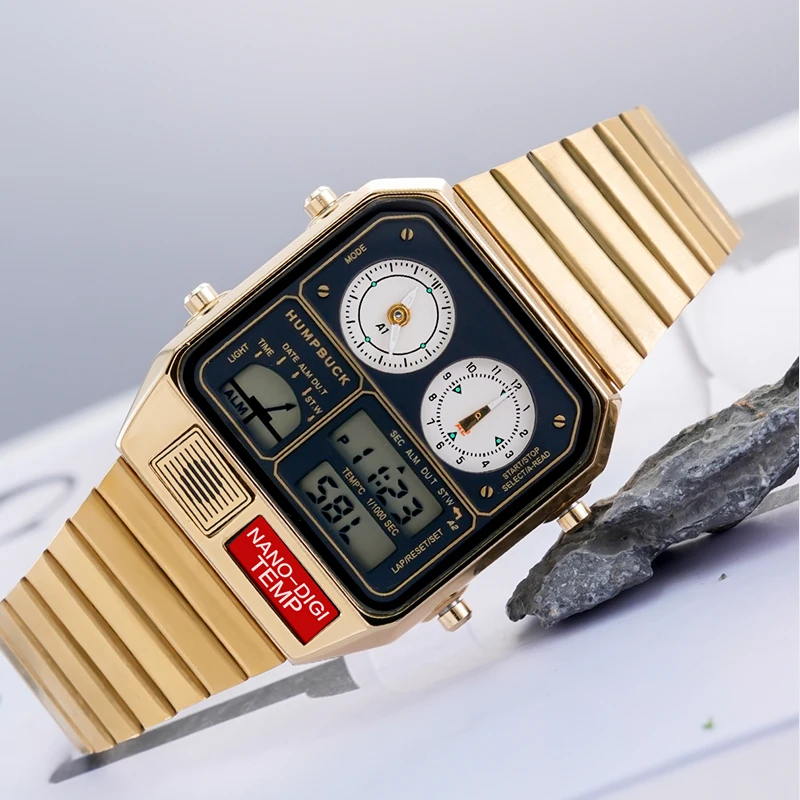 Электронный Секундомер HUMPBUCK, часы с хронографом для мужчин, водонепроницаемые спортивные часы с многофункциональностью