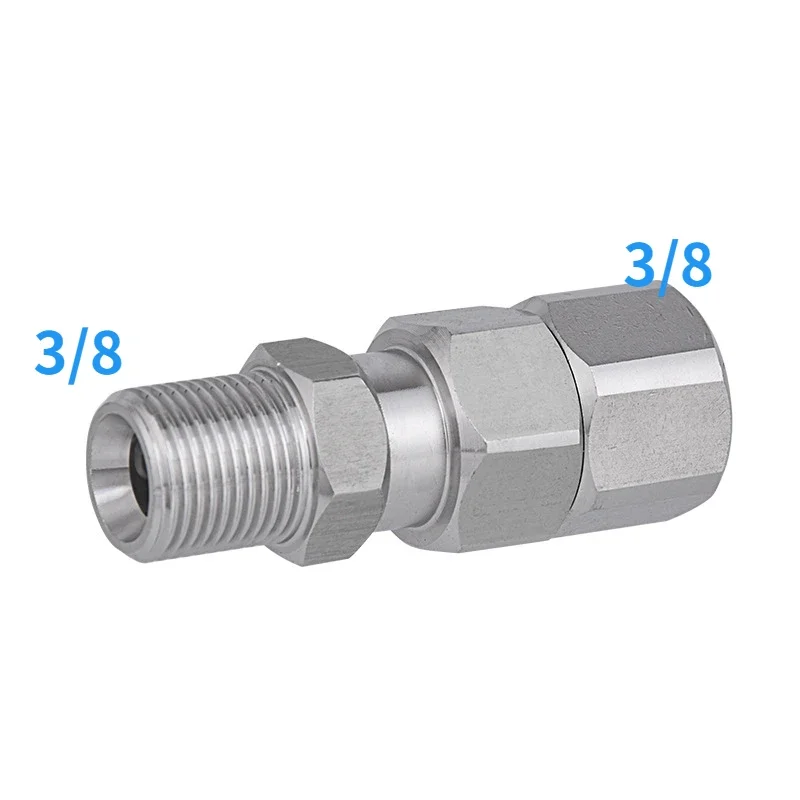 High Pressure Washer Wash Gun Tail 3/8 Thread Non-winding Stainless Steel 360° Rotary Water Pipe Fittings