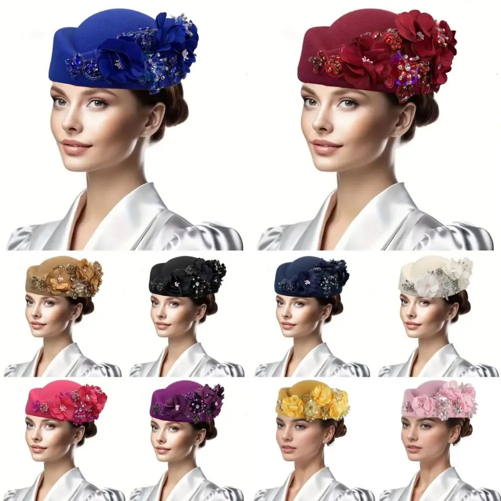 

Fashion Church Derby Fascinator Hat African Casual Felt Turban Hat Tea Party Hat for Women