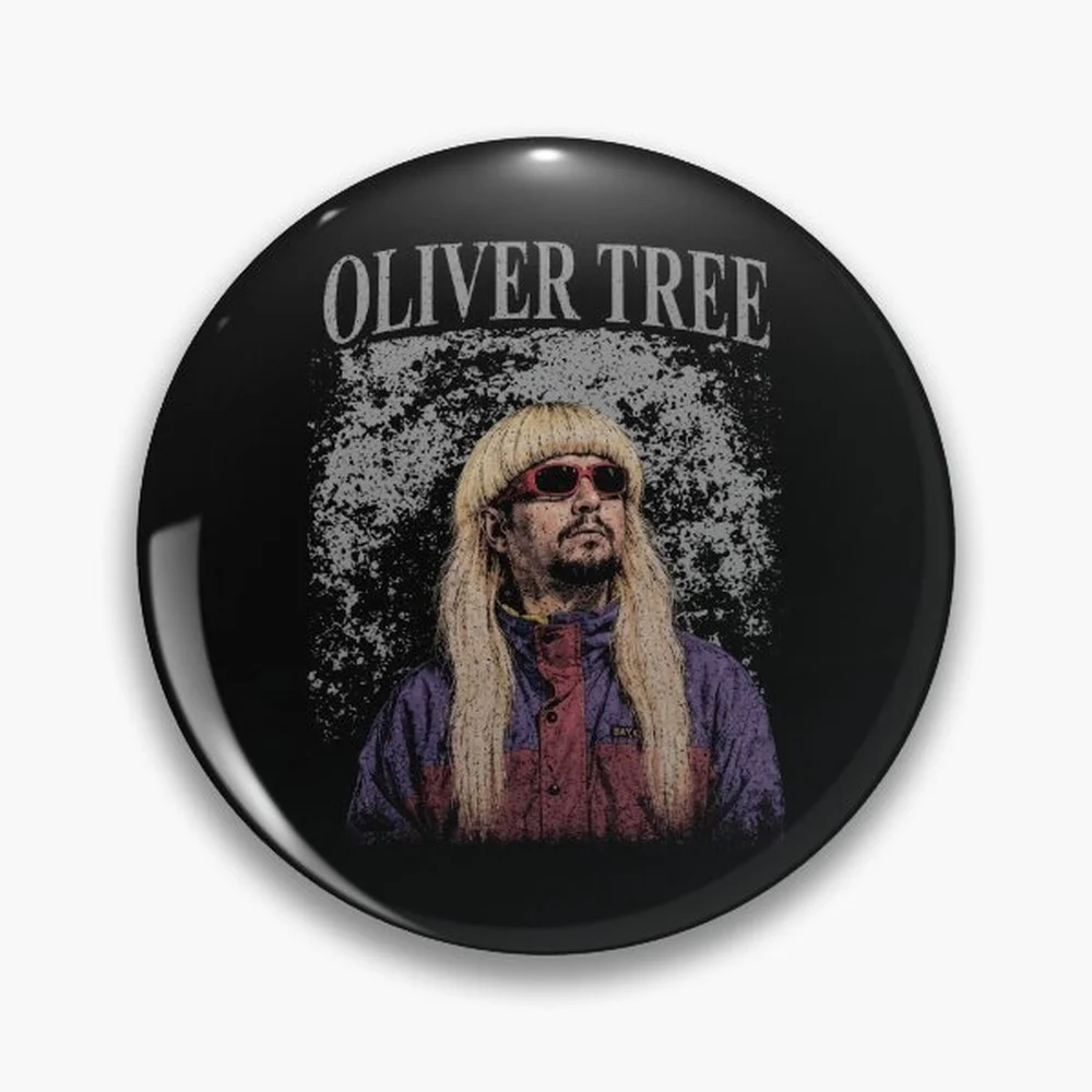 Retro Oliver Tree Pop Rock Pin Holographic Star Heart Pin Brooches Laminated Button Fashion Accessory