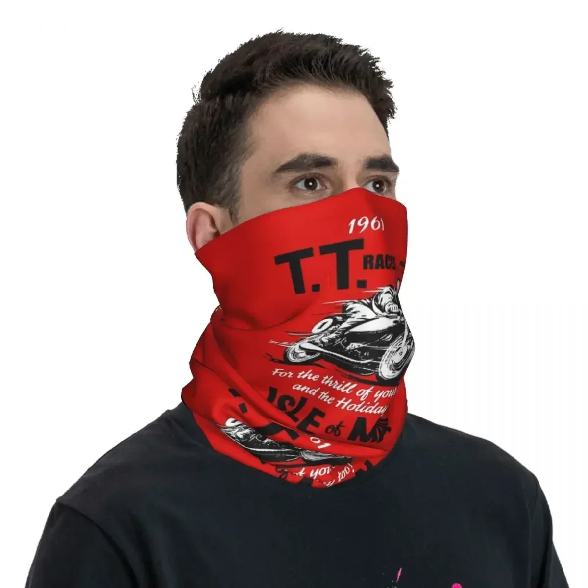 Masque de cou imprimé de l'île de Man TT, bandana de moto, écharpe, bandeau de sauna multi-usage, sports de plein air, hommes, femmes, adultes, lavable